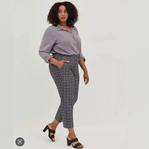 Torrid Blue Gray Plaid Casual Workwear Pants Plus Size 4 Taper Leg